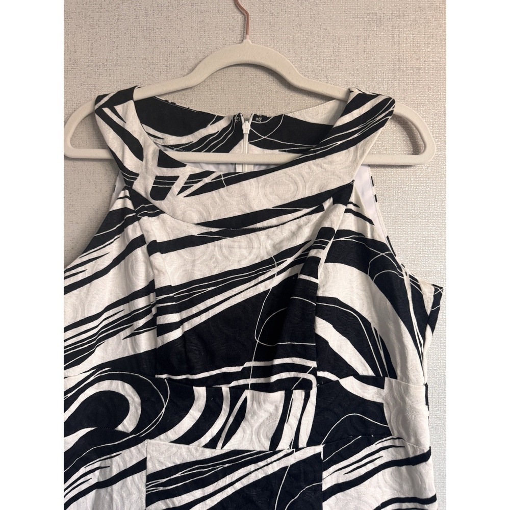Signature By Sangria Black White Abstract Print Shift Dress Sz12 Above The Knee - Picture 2 of 8